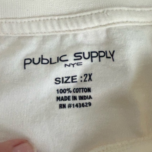 Public Supply NYC Mens SZ 2XL Cream Short Sleeve Streetwear T-Shirt New York - Picture 2 of 11